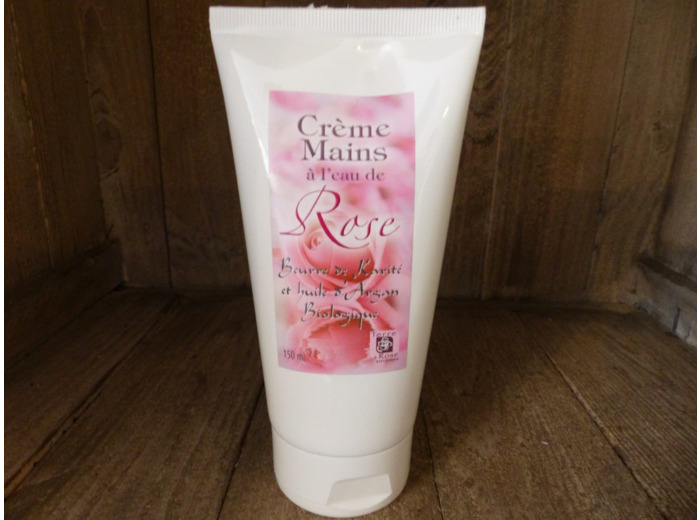 Crème mains à l'eau de rose-beurre de karité-huile argan bio (75ml)