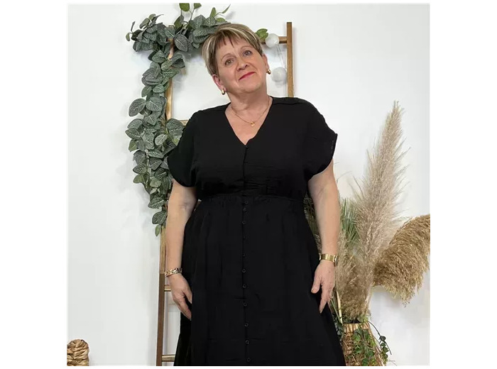 K521- Robe Christy unie (T44-T52) (noir)