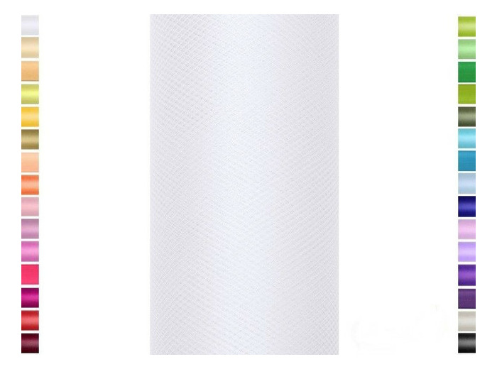 Tulle fin et souple blanc de 15 cm de large et 9 m de long vendu en rouleau