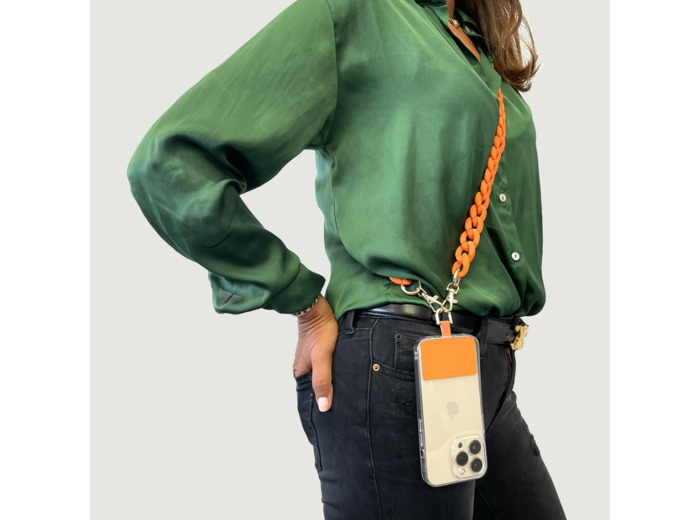 Chaine grosse maille avec pad universel - serie IBIZA - ORANGE- 1.2M
