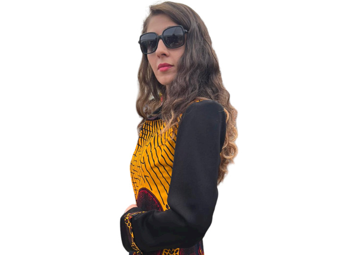 Veste longue en wax jaune chic et tendance pour femme