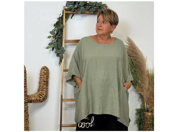 Z138- Tunique Oversize 2 Poches 🇮🇹 (kaki)