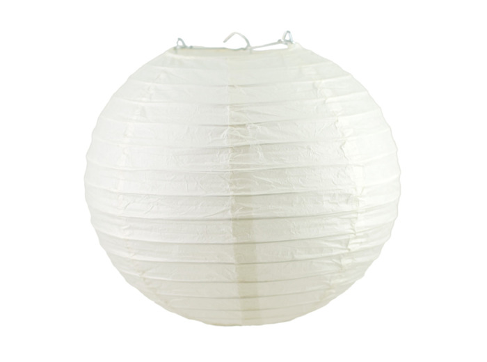 Lampion en papier de soir de 25 cm de diametre blanc