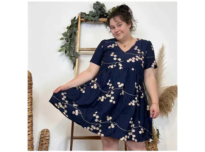 K283- Robe Maëlle "Baies" (T40-T48) (marine)