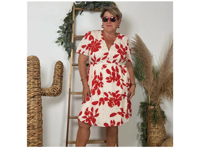 K142- Robe courte « Coton » Maëlle (T40-T48) (blanc)