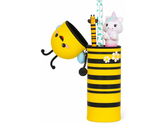 Legami - Kawaii Étui École 2 en 1 en Silicone Souple, Porte-stylos de Table, Fermeture à Glissière, Stylos Crayons Feutres BEE