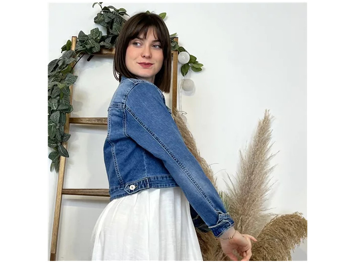 K484- Veste courte Jean Voggo (T36-T44) (denim)