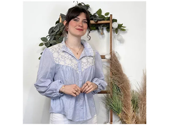 K553- Blouse « Version Féminin » (T36-T40) (bleu ciel)
