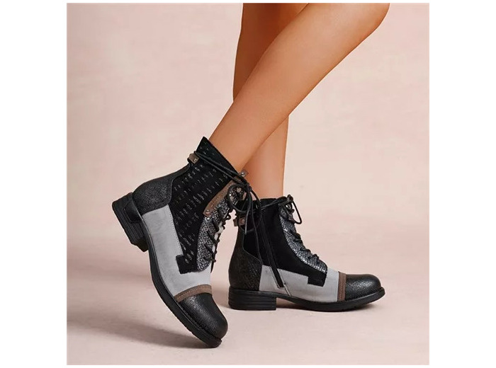 R396- Bottine Patchwork (T36-T42) (noir)