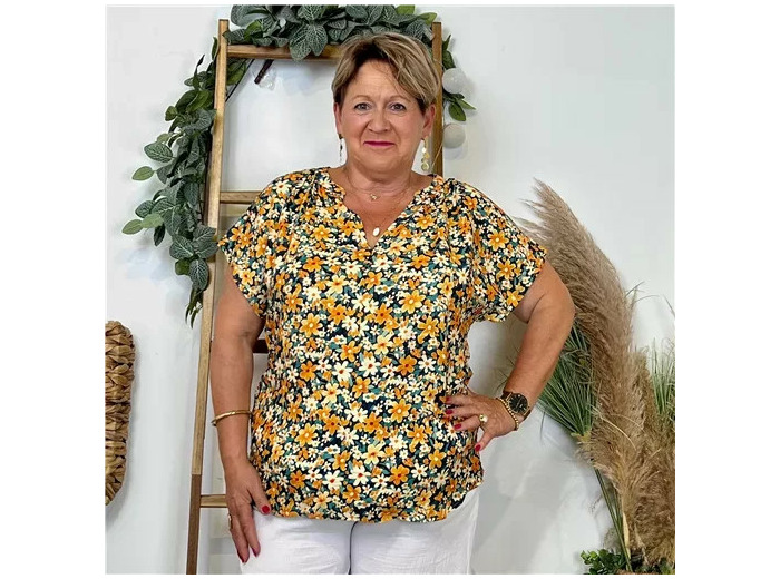 Z747- Top Christy Fleuri (T44-T52) 💐 (orange)