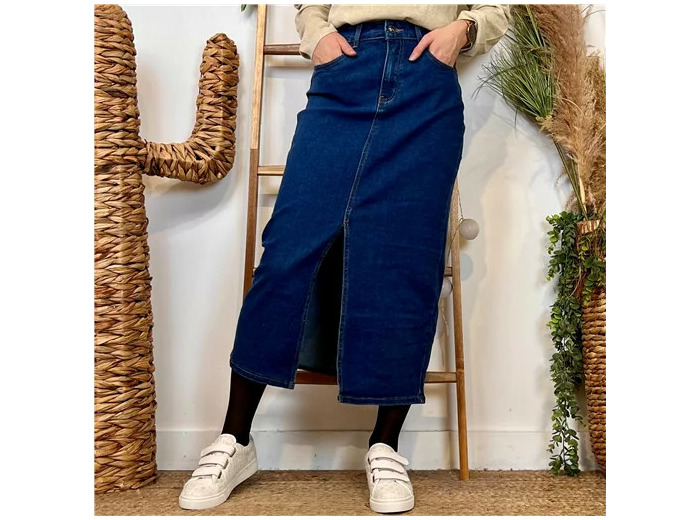 L727- Jupe fendue jean Voggo (T36-T44) (denim)
