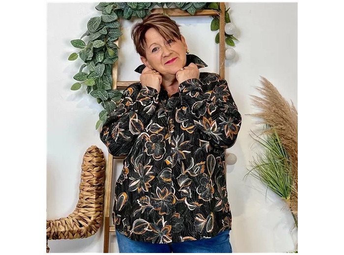 K091- Blouse By-One Pointillé (T40-T48) (noir)