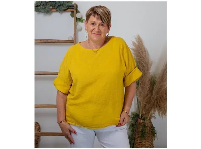 K759- Tunique 100% coton (Tu) (jaune)