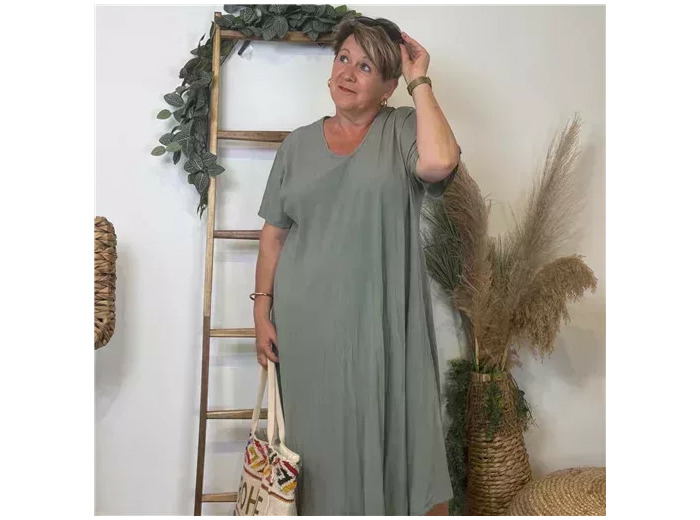 Z159- Robe longue Fluide 🇮🇹 (kaki)