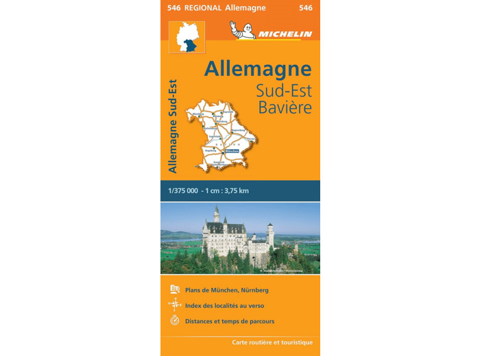 CARTE REGIONALE ALLEMAGNE SUD-EST, BAVIERE