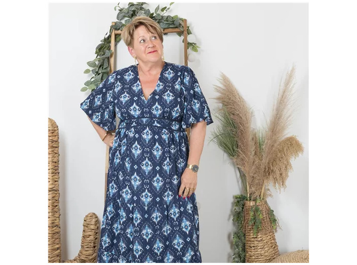 K241- Robe longue « By One » (T40-T48) (marine)