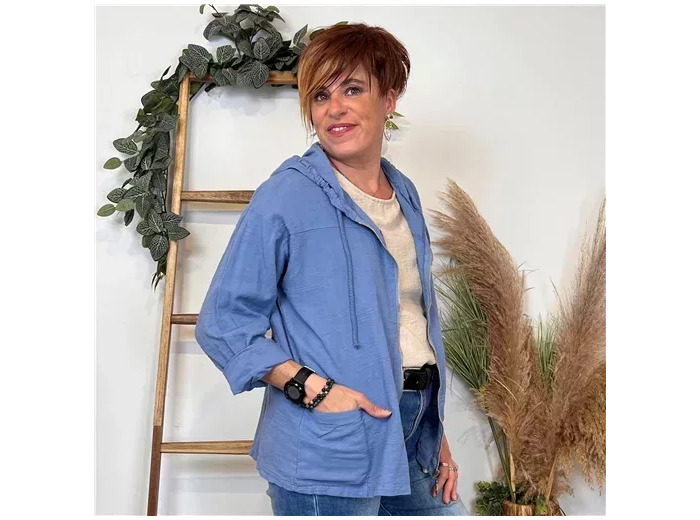 K202- Veste légère coton (Tu) 🇮🇹 (bleu jeans)