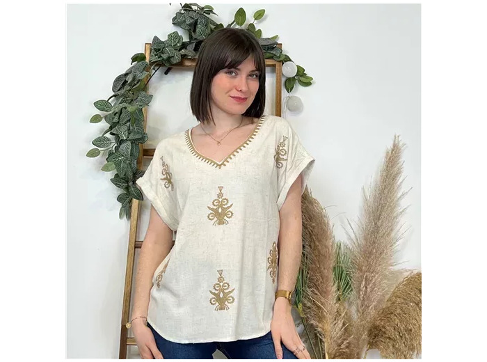 K464- Blouse "Version Féminin" (T36-T40) (ecru)