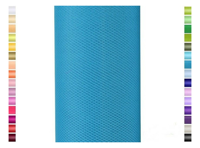 Tulle fin et souple colori turquoise fonce de 15 cm de large et 9 m de long vendu en rouleau