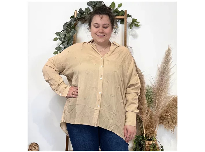 K799- Blouse brodée Christy (T44-T52) (beige)