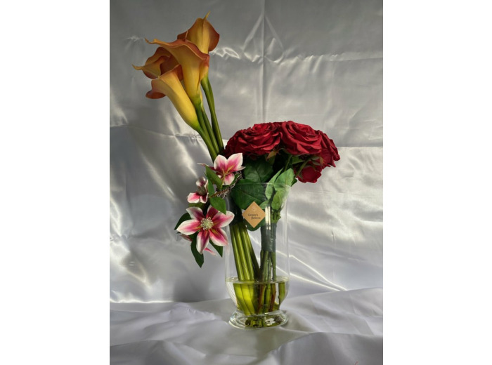 Bouquet De Callas Orange Et Roses Rouge