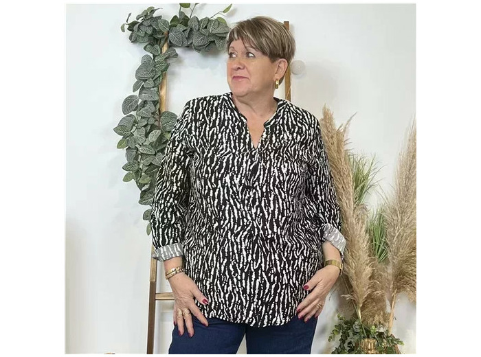 Z786- Blouse Christy marbrée (T44-T52) (noir)
