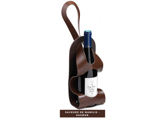 Porte bouteille 100% cuir La Bouclée Originale Marron foncé