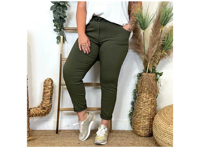 Z149- Pantalon stretch C'Mélodie  🇮🇹 (kaki)