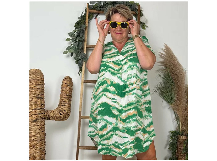 K150- Robe Christy "Marbré" (T44-T52) (vert brésil)