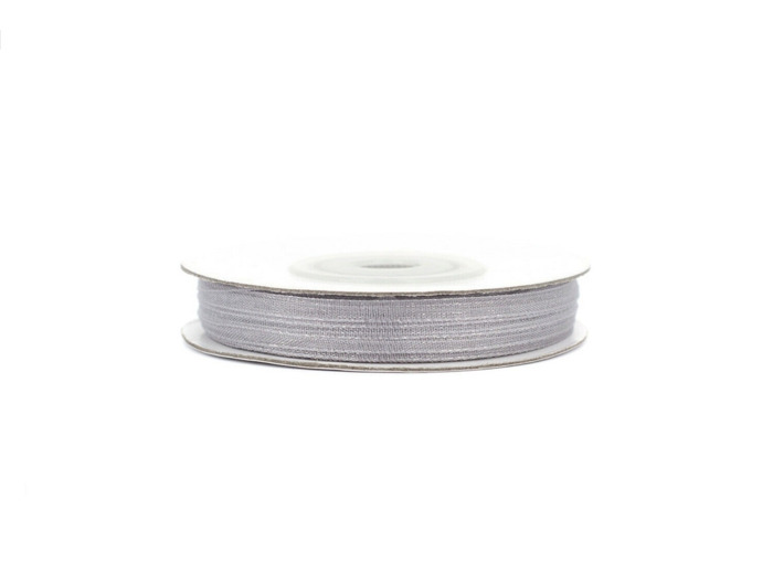 Ruban organza 3mm de large bobine de 50 metres de long gris