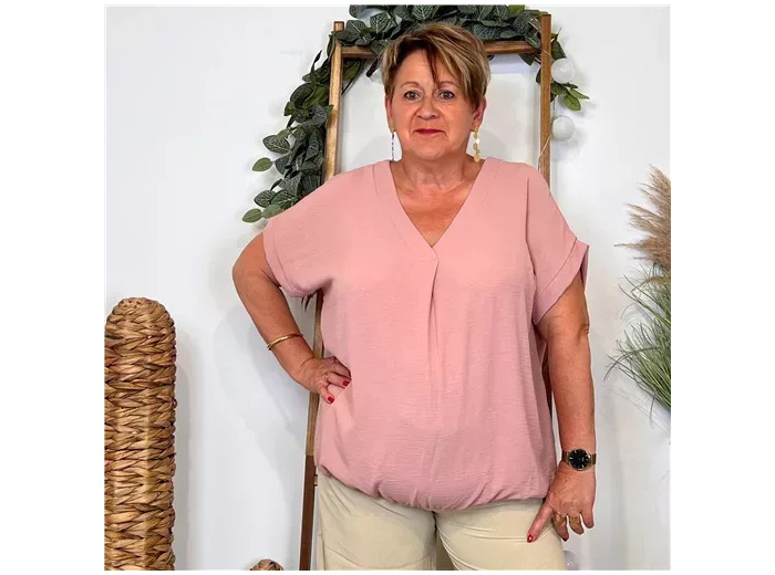 K189- Blouse boule unie (Tu) 🇮🇹 (rose poudré)