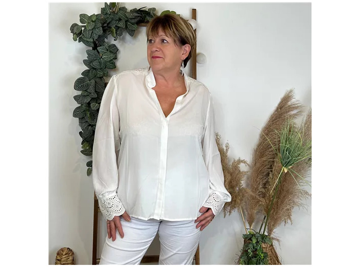 L380- Chemisier unie By-One (T40-T48) (blanc)