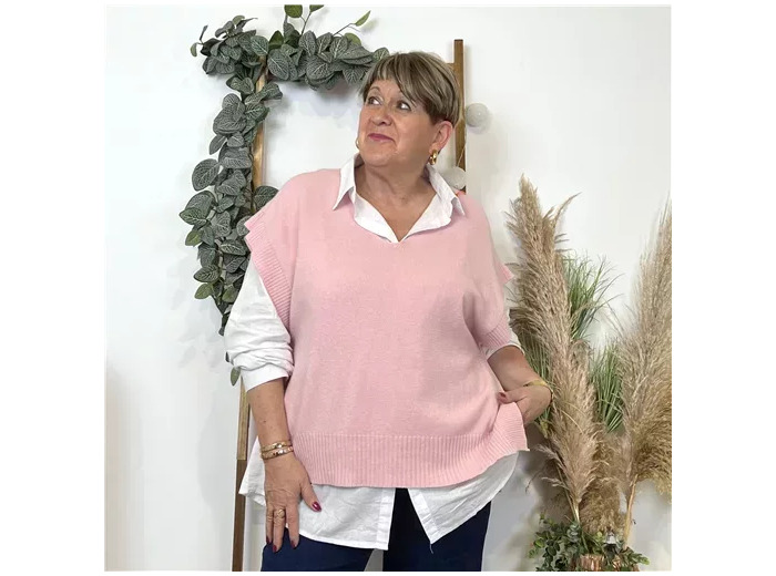 K550- Pull sans manche (Tu) (rose poudré)