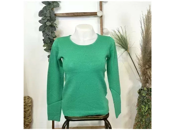 Y251- Pull Laine Cachemire "Tricotonic" (les T36&40) (vert brésil)