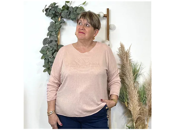 K812- Pull Etoile (Tu) 🇮🇹 (rose poudré)