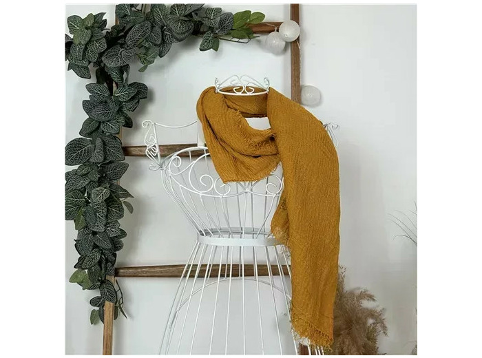 Y510– Foulard uni froissé (moutarde)