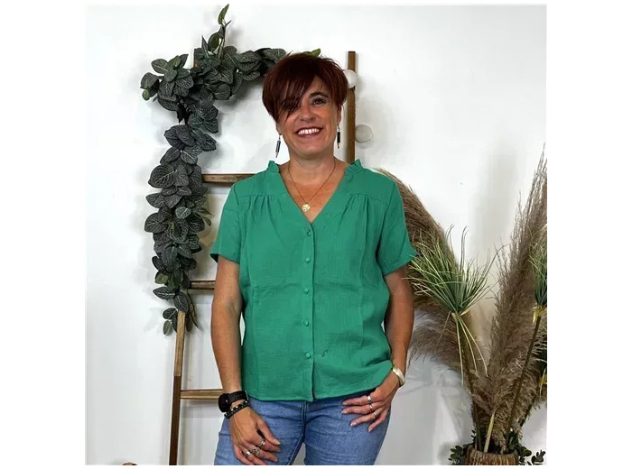 L058- Chemise Maëlle coton (T36-T40) (vert brésil)