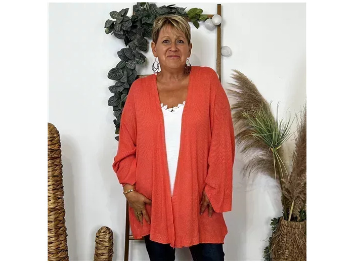 K857- Gilet Maille Nid d abeille (Gt) (corail)