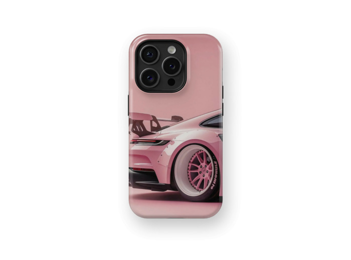 Pink Porsche RWB | Coque de téléphone 3D 2en1 Ultra-résistante