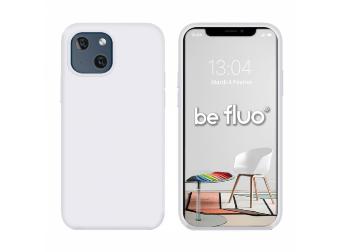 Coque Silicone Moxie BeFluo Fine et Légère pour iPhone 14 Plus, Intérieur Microfibre - Blanc
