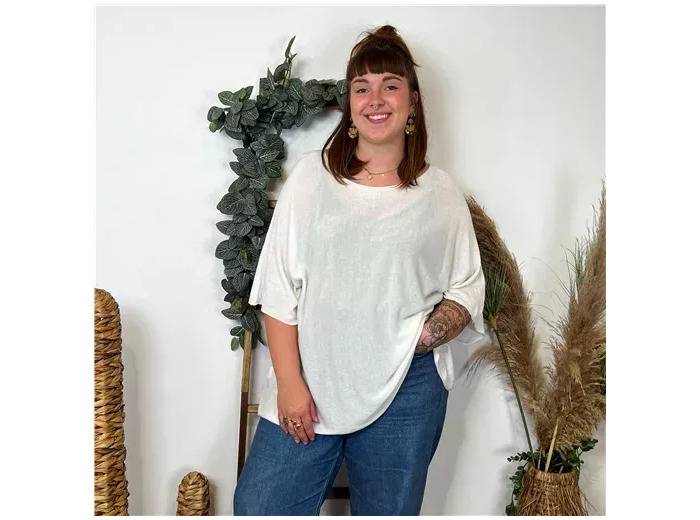 K861- Pull fin "Jolies Formes" (blanc)