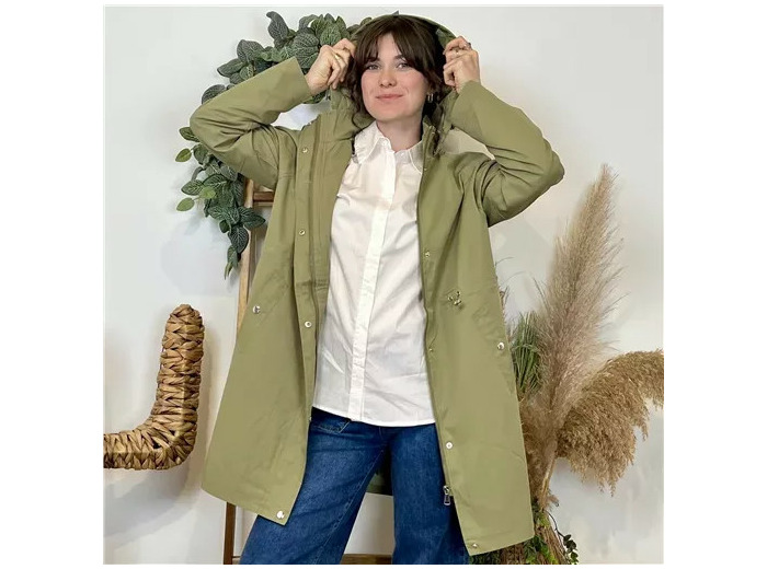 K008-Imperméable mi-long à capuche (kaki)