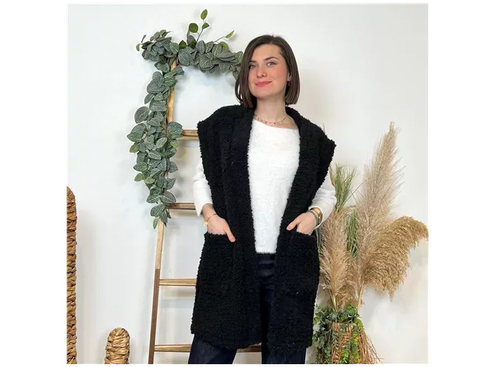 K673- Gilet sherpa (Tu) (noir)