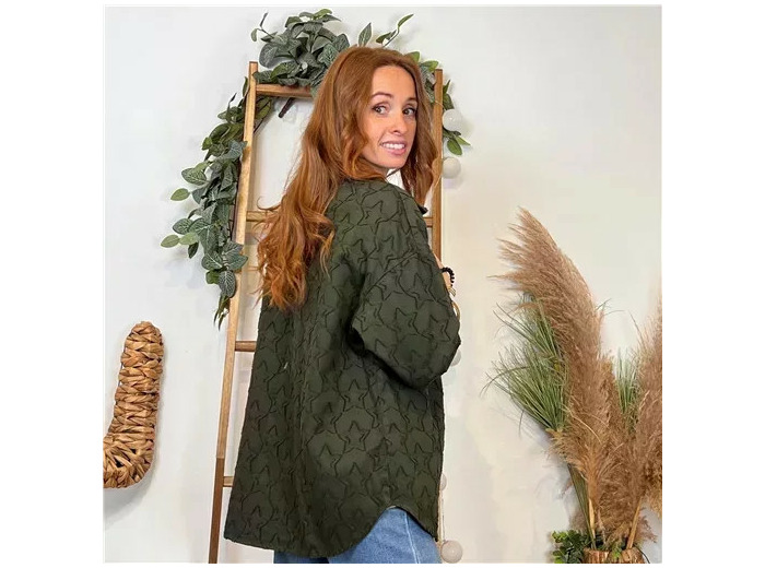 K110- Veste « Coton brodé…» (Tu) 🇮🇹 (kaki)