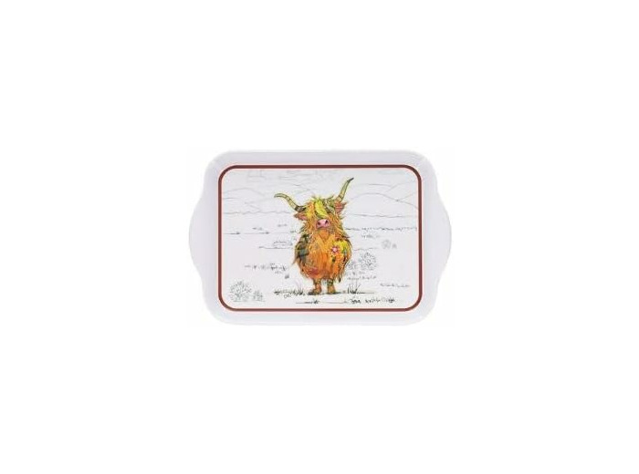 KIUB Mini Plateau avec des animaux - motif vache écossaise - mélamine de qualité - Taille Mini 14 * 21 CM