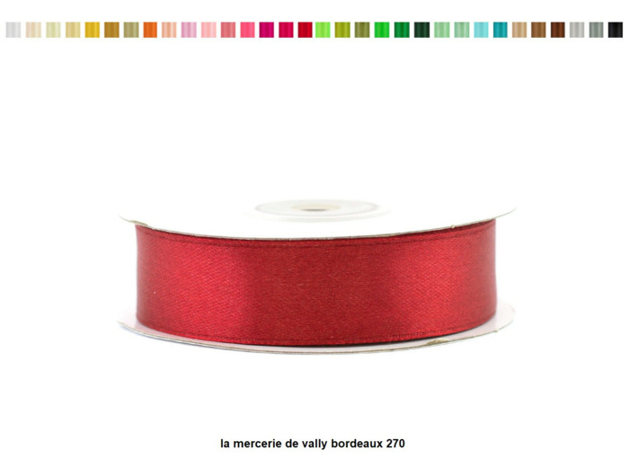 Ruban satin 18 mm de large par bobine de 25m bordeaux