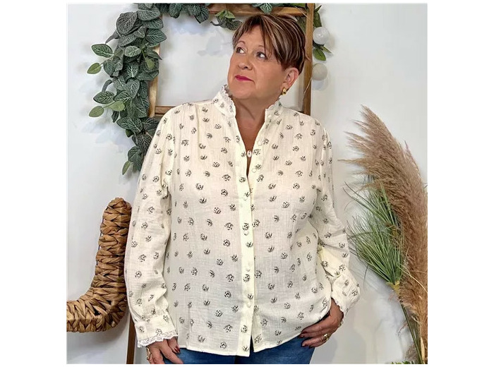 K098- Chemise Brodée By One (T40-T48) (ecru)