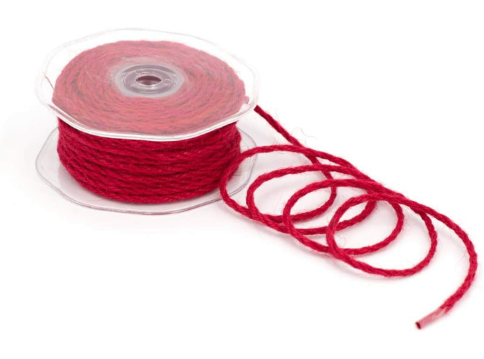 Cordon de jute naturel Rouge 4MM 20 MÈTRES