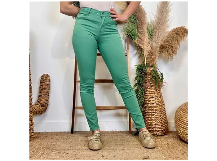 N275- Jean coupe Slim Voggo (T36-T44) (vert d'eau)