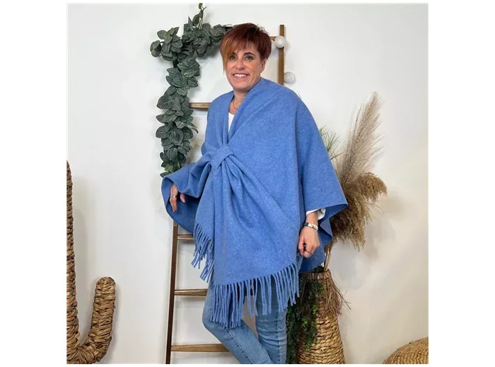 K684- Poncho élégant (Tu) (bleu jeans)